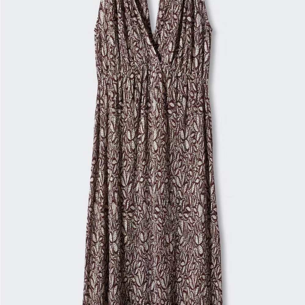 Mango Brown and Cream Patterned Maxi Dress